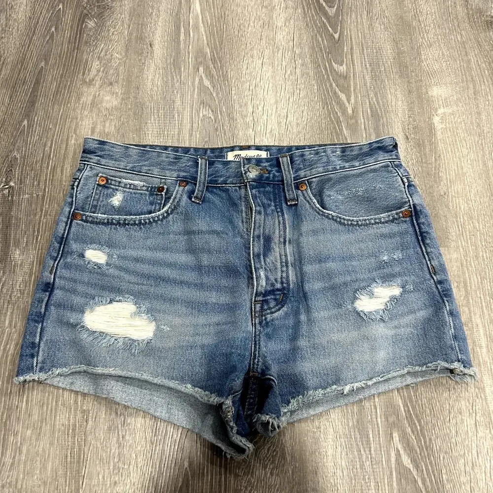 Madewell Relaxed Homecrest Wash Ripped Edition Denim Shorts Size 27